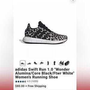 Adidas Swift Run 1.0 Women's Shoe - Black and White size 7.5